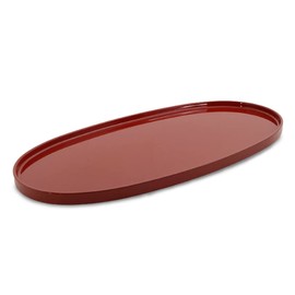 J-kitchens J-kitchens Oval Obon 11.9 x 6.2 x 0.5 inches (30.2 x 15.9 x 1.3 cm) (Tray Tray), Shaku 0, Oval Oval Zenzai Bon Vermilion, Made in Japan, Red