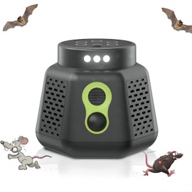 Ultrasonic Rodent Repellent Indoor，Multiple Operating Modes, Safe and Environmentally Friendly Fast and Effective Repellent for Rodents,Cockroach and Bats Indoor and Outdoor Garage Apartments (Black)