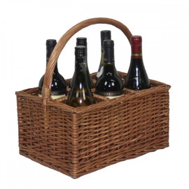 Red Hamper Double Steamed 6 Bottle Holder Drinks Basket