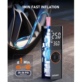 ZGZUXO Tire Inflator Portable Air Compressor - 150PSI Fast Cordless Air Pump for Car Tires, Rechargeable Bike Tire Pump with Digital Pressure Gauge, LED Light for Cars, Bicycles, Balls and More