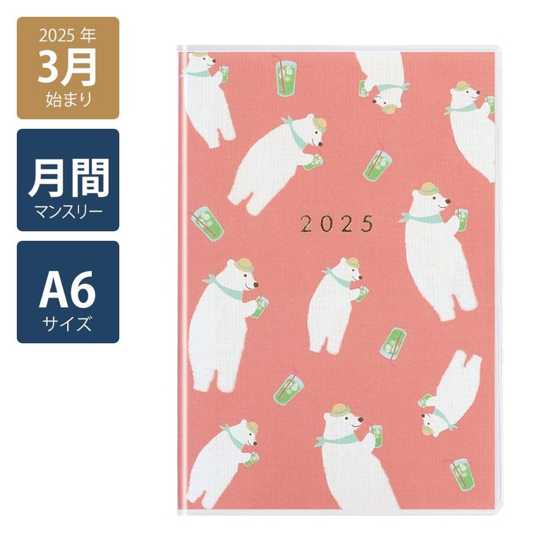 Lab Clip 2503HPB-PK Notebook, Starts March 2025, A6, Monthly Polar