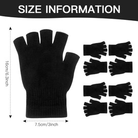 Fingerless Gloves For Womens Black Fingerless Gloves Men Half FingerGloves LadiesGloves Half Finger Mittens Cotton FingerlessGloves Typing Glove Work Glove Winter Gloves4 Pair