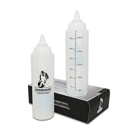 The Sasquash Squirt Bottle - Professional Grade 33 oz Large Smash Burger Griddle Squeeze Bottle - One Handed Screw Cap for Sauces, Oil, Condiments, Water - Set of 2
