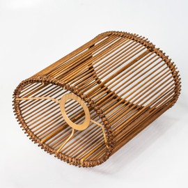 Osasy Retro Rattan Ceiling Lights Shade, Wicker Light Shades Ceiling Handwoven Lampshades Cover for Pendant Light/Chandelier Light Fixture (Bambus Dark Brown, 1pc:L18.5 x B13.5 x H20(cm))