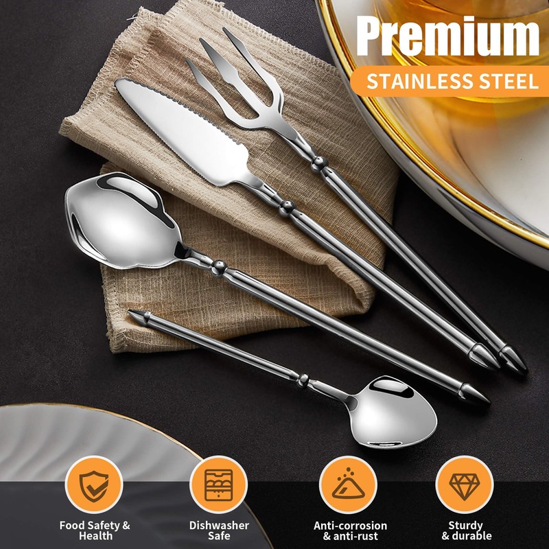 Joincook Unique Silverware Set,16-Piece Stainless Steel Cutlery Set for 4,Craft