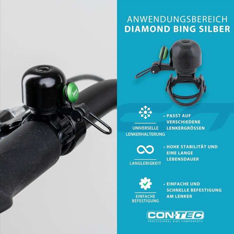 CONTEC Bike Bell Diamond Bing Bike Bell Rubber Ring 26mm