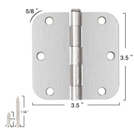 30 Pack Nickel Door Hinges Brushed Nickel 3 1/2 Interior Door Hinges Satin Nickel 3.5 Inch with 5/8” Radius Corners 3 ½"x 3 ½" Silver Hardware Controls JIW Garage Factory
