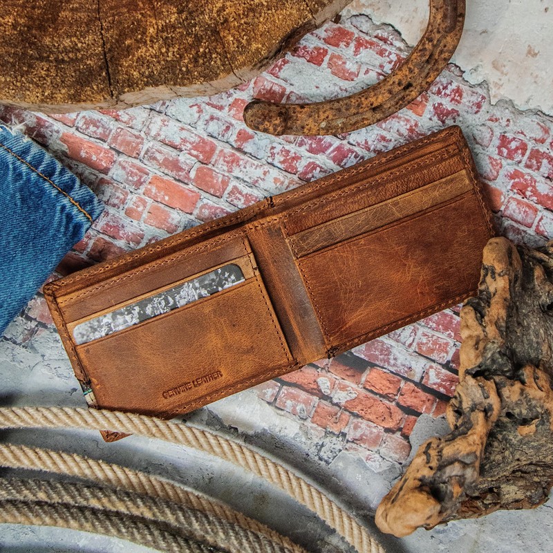 HOOEY Bi-Fold Leather Men's Wallet (Hawk - Brown/Navajo Serape)