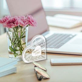 Thank You Gifts White Heart Shaped Acrylic Plaque Desk Decor - Appreciation Message for Women Men - Birthday Christmas & Office Present Gift Ideal - for Teacher Coworkers Friend Boss