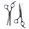 Maha Professional Hair Scissors Black 18cm for Cutting and Thinning Leather Case Thinning Scissors
