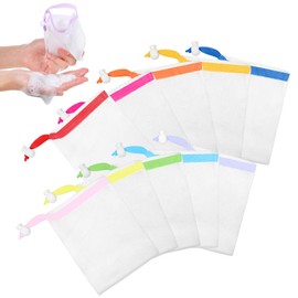 IANFAN 10 Pcs Multicolor Mesh Soap Bags, Soap Saver Bag with Drawstring, Soap Net for Bar Soap Pouch, Foaming Net for Bath and Face Washing Soap