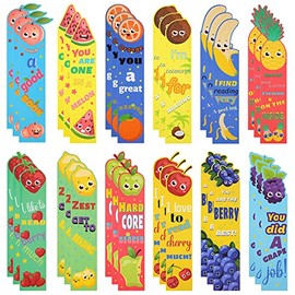 Scratch and Sniff Fruit Scented Bookmarks Classroom Bookmarks Fun Bookmarks for Kids Girls Boys Teen School Student, 12 Styles (36 Pieces)