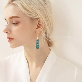 Boho Green Stone Earrings Natural Imperial Jasper Drop Charm Stone Earrings for Women