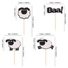 Ercadio 24 Pack Sheep Cupcake toppers Black Glitter Farm Animals