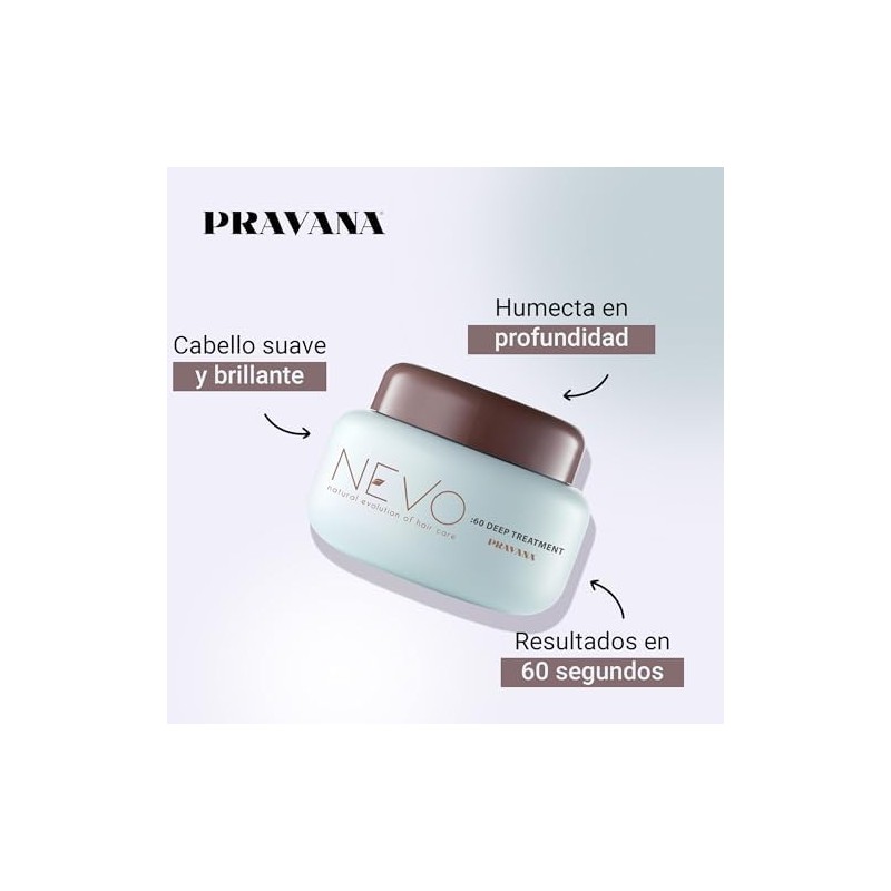 PRAVANA Nevo 60 Deep Treatment Mascarilla Hidratación, Brillo Cabello 250g
