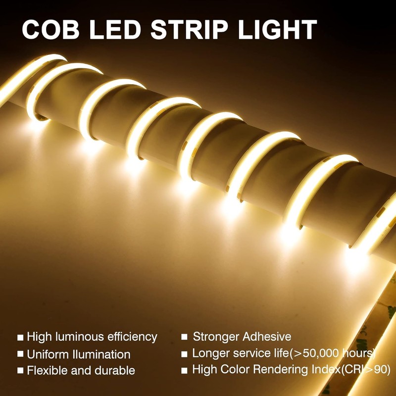 BERIXDEEP 20 m COB LED Strip, 480 LEDs/m, 8 mm,