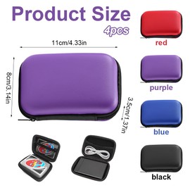 Pack of 4 Playing Card Box, Waterproof Card Game Case, Dustproof Card Game Storage Box, Black/Red/Purple/Blue, Empty Playing Cards Case for Storing Headphones and Data Cables, wood-coloured,