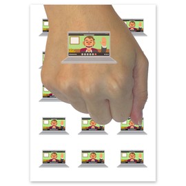Laptop Video Call Meeting Computer Chat Temporary Tattoo Water Resistant Fake Body Art Set Collection - 54 1" Tattoos (1 Sheet)