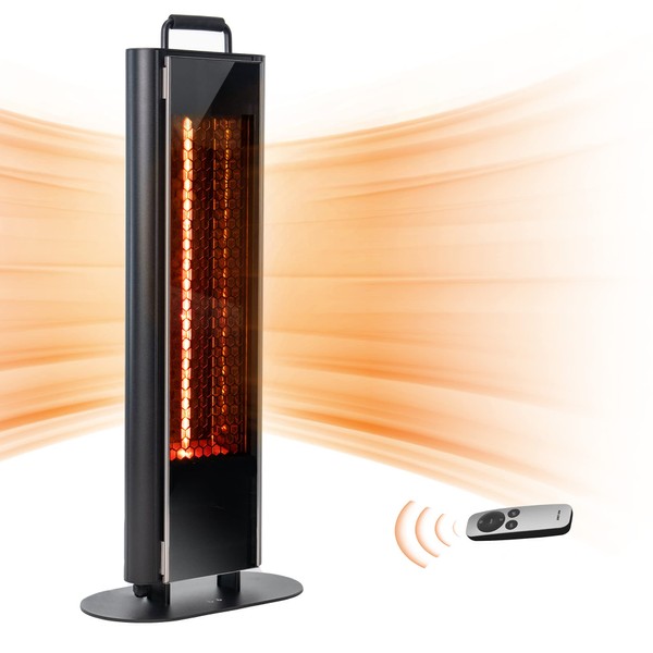 EAST OAK 1500W Patio Heater, Table Side Portable Electric Heater with Double-sided Heating & 3 Heating Levels, IP65 Waterproof Outdoor Heater with Remote, and Protection from Tip-over & Overheating