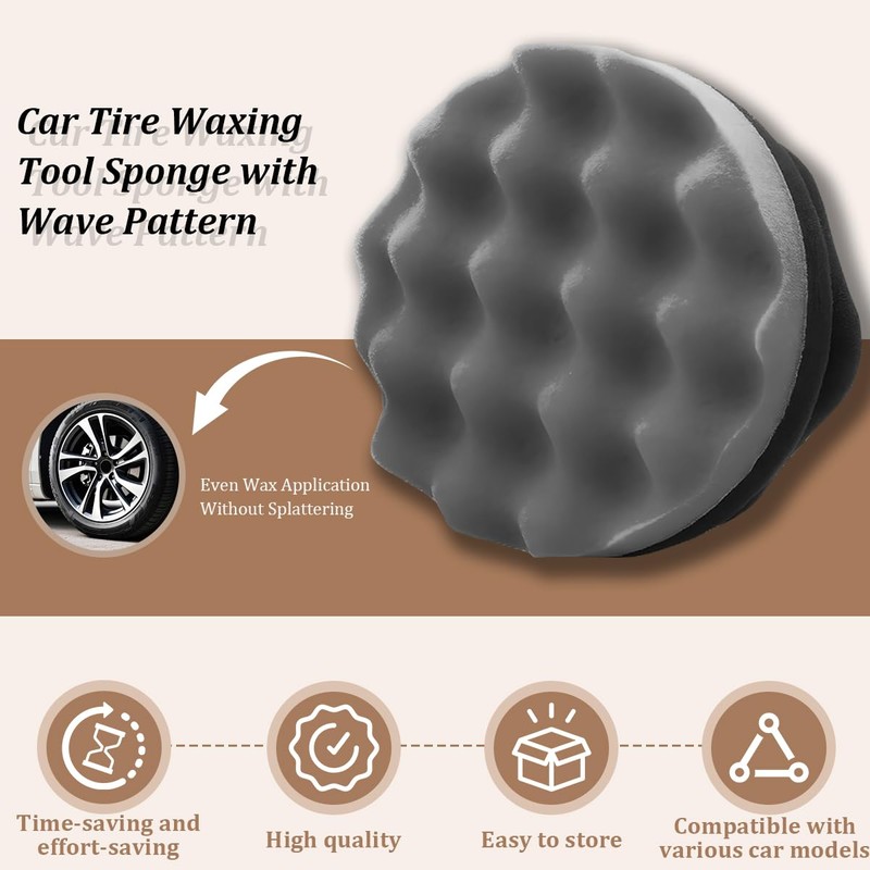 2PCS Car Tire Dressing Applicator Pads, Reusable Hex-Grip Vehicle Wheel