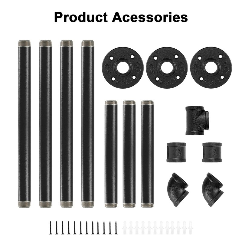 Jeasor Industrial Iron Pipe Clothes Hanging Bar DIY Wall-Mounted Garment