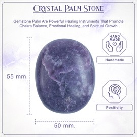 BEZAVO Lepidolite Oval Polished Palm Stone, Healing Crystal Reiki Worry Stone Gemstone, Crystal for Good Luck, Balanced Positive Energy, Meditation, Chakra Healing Stone 55-60mm