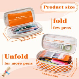 GEHORDEN Big Capacity Pencil Case Portable Stationery Pen Bag With Zipper Capacity Pencil Pouch Organizer for Office College School(Orange)