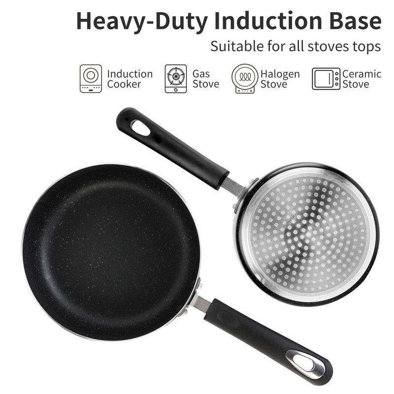 HooJay Nonstick Saucepan Set with Lid, Non Stick 1.5QT &