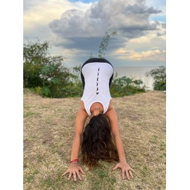 Yoga Tank Tops Organic Cotton Moon, Namaste & Evolution Yoga Top for Women, White, Small