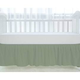 800 TC Sage Crib Skirt Dust Ruffle, 100% Egyptian Cotton, Nursery Crib Toddler (28” x 52” x 14’’) Bedding Skirt for Baby Boys or Girls