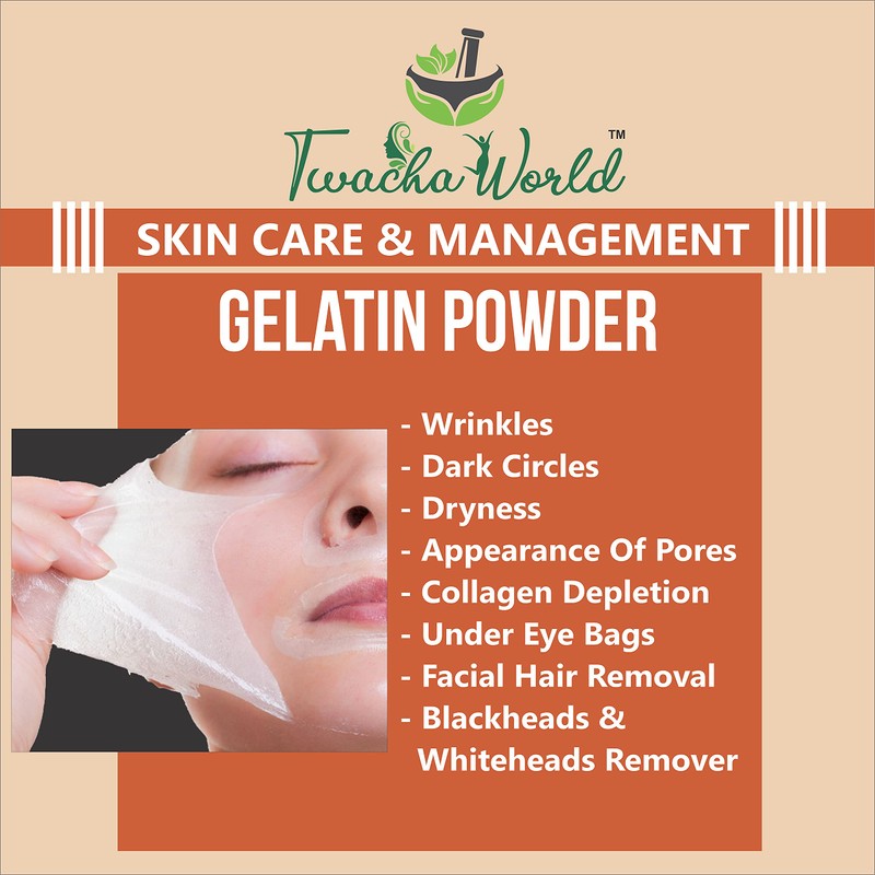 Twacha world Gelatin Powder For Face Mask/Hair removal/Peel Off Mask