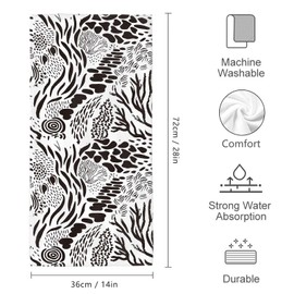 Black and White Hand Towels for Bathroom 14x28 Inch, Tropical Leaf Vintage Decorative Bath Towels Set of 2 for Farmhouse Gym Kitchen Hotel Home Bathroom Decor Accessories Gifts