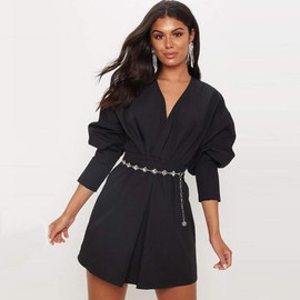 Suyi Silver Chain Belts for Women Rhinestone Waist Chain for Dress 105CM Silver