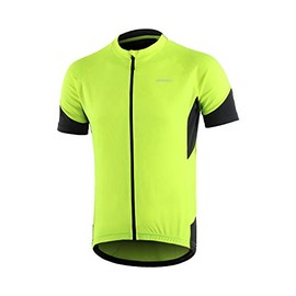 BERGRISAR Men's Basic Cycling Jerseys Short Sleeves Bike Bicycle Shirt Zipper Pockets Green Size Medium