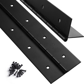 2 Pack Heavy Duty Piano Hinge 16 Inch x 2 Inch Width, 0.047'' Thick Stainless Steel Black Continuous Hinge for Cabinet, Door, Toolbox, Wooden Box, Metal Plate, Furniture, Industrial Project
