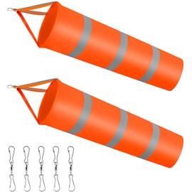 2PCS Windsock Wind Measurement Sock, 30 Inch Orange Airport Windsock with Reflective Belt 2 PCS Outdoor Wind Measurement Sock Bags + 5PCS Dual Swivel Clips for Wind Direction Measurement