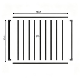 48" W x 36" H Outdoor Deck Railing Kit, Black Heavy‑Duty Steel Anti‑Rust Deck Railing, Outdoor Fence Railing for Deck Railing, Patio, Porch, Garden & Yard