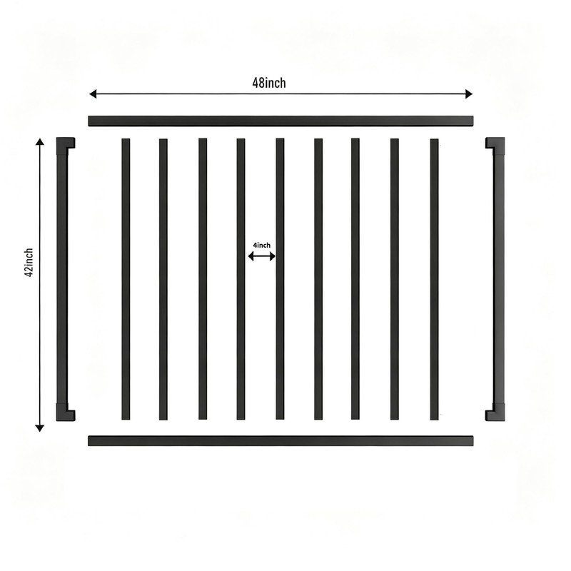 48" W x 36" H Outdoor Deck Railing Kit, Black