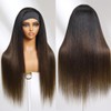 YIROO Headband Human Hair Wig Ombre Brown Yaki Straight Glueless