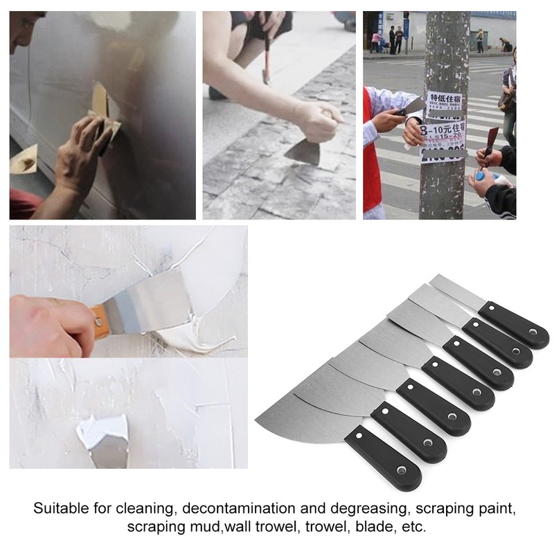 7 Pcs Putty Knife Portable 1in~5in Scraper Blade Wall Shovel