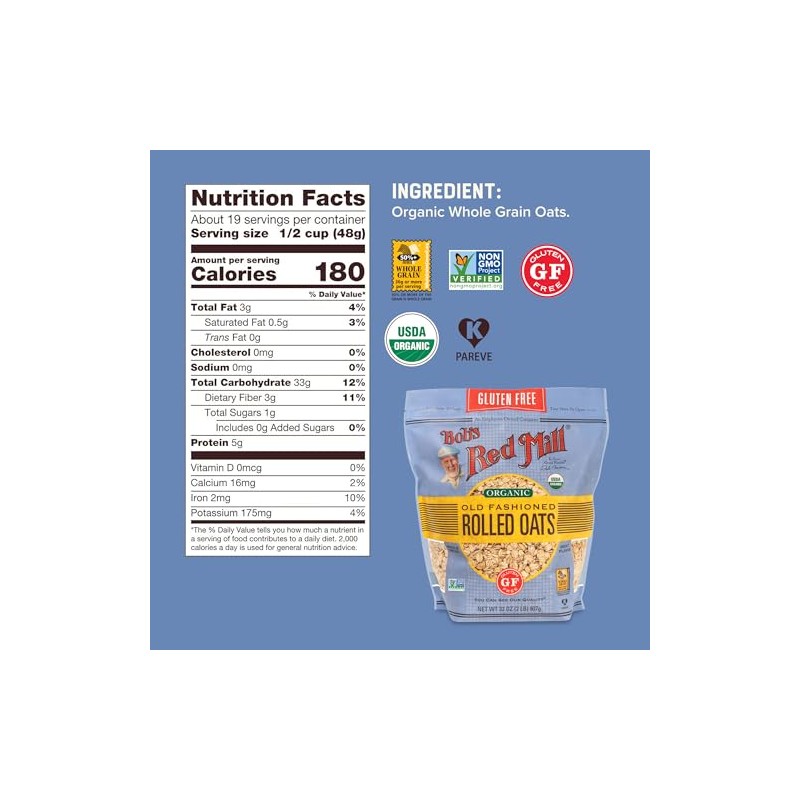Bob´s Red Mill, Hojuelas de avena orgánica tradicional sin gluten,,
