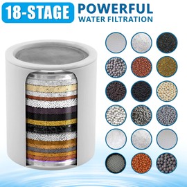 Nuodan 2 Pack 18 Stage Shower Filtered Cartridges, Replacement Multi-Stage Shower Head Filter Cartridge - Longest Lasting High Output Universal Shower Filter Blocks Chlorine & Toxins