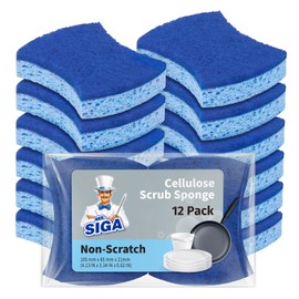MR.SIGA Esponja Exfoliante de celulosa antiarañazos para Cocina, Doble Cara, 12 Unidades