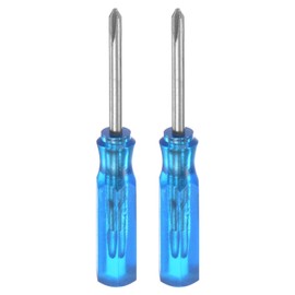 QUARKZMAN PH0 Mini Phillips Screwdriver, 2 mm, Magnetic Cross Head, 45 mm Length for Repairs on Small Devices, Blue, Pack of 2