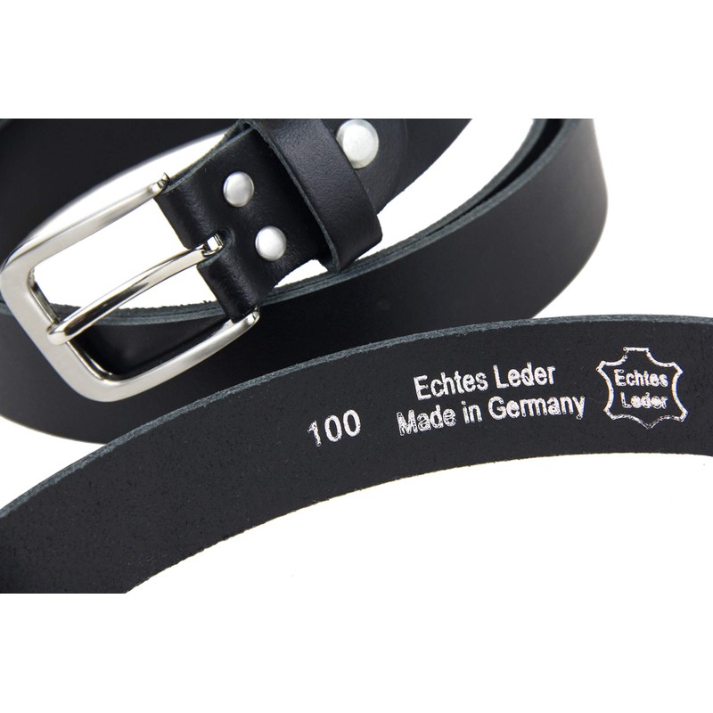 Frentree® Leather Belt 3 cm Wide Black for Men and