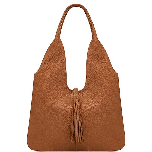 Handbag Bliss Grained Textured Italian Leather Slouch Shoulder Bag Handbag