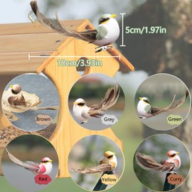 duoyif Artificial Birds Set of 6 Bird Decoration Feather Birds with Clips Mini Bird Decoration Figure Feather Bird Model Feather Birds for Miniature Garden Branches Decoration Christmas Tree