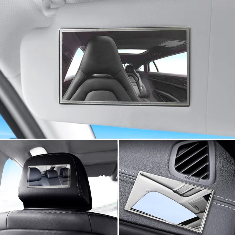Stainless Steel Car Sun Visor Vanity Mirror, Unbreakable Rear View