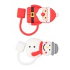10Pcs Christmas Straw Covers Caps Cartoon Soft Silicone Christmas Straw