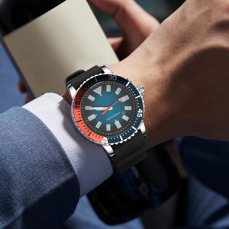 Rotating Bezel Watch Luminescent Automatic Date Analog Display Calendar Waterproof